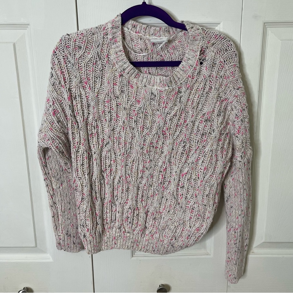 Noisy May Multi Colour Cable Knit Damaged Sweater